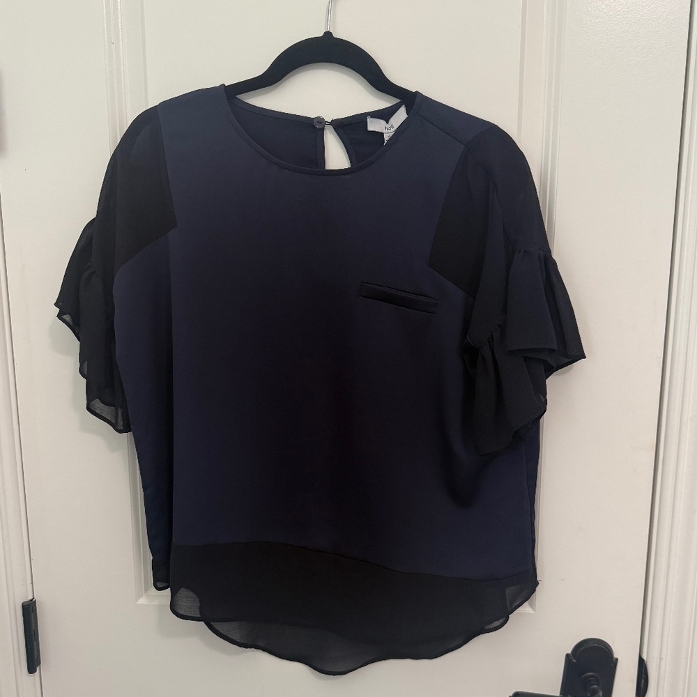 Fate Women’s Blouse from Nordstrom NWT- Dark Navy with Black Accents. Size Small